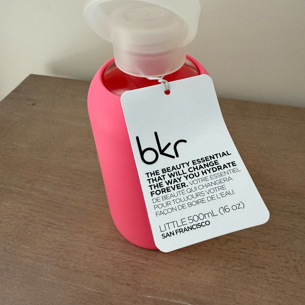 bkr Hot Pink Silicone Glass Water Bottle - Picture 2 of 3